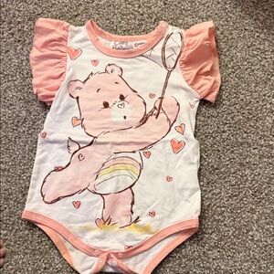 Care Bears White and Pink Flutter-Sleeve Baby Bodysuit